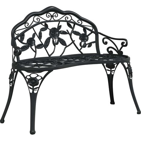 Maison Exclusive - Gartenbank 100 cm Aluminiumguss Schwarz (1/5)