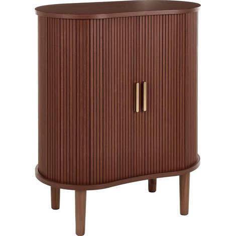 Credenza a 2 ante con vano portaoggetti in legno ingegnerizzato marrone scuro Laura (1/5)