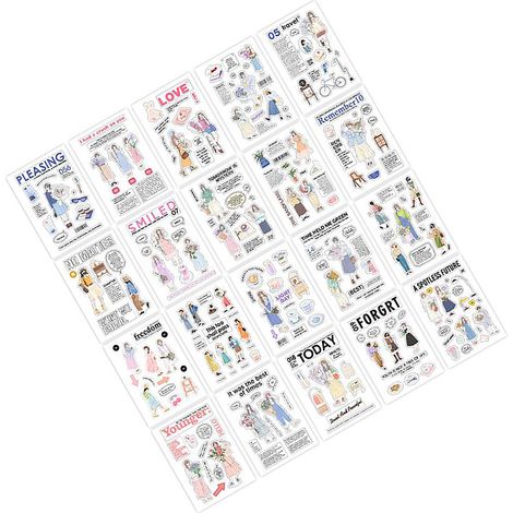 20 feuilles d'autocollants décoratifs romantiques et mignons à faire soi-même pour album photo/scrapbooking (Type 1) (1/5)