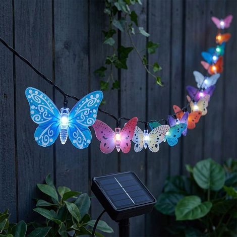 Catena luminosa LED solare illuminazione da esterno farfalle decorazione colorata 10x, L 445 cm (1/5)