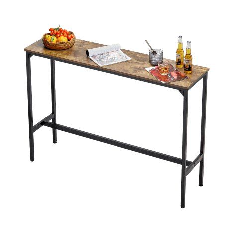 Mesa Alta de Bar con Estructura de Metal Resistente Mesa de Comedor Estrecha y Larga para Cocina Mostrador de Cócteles Fácil de Montar 139,7 x 38,1 x 99 cm para Fiestas en Sala de Estar (1/5)