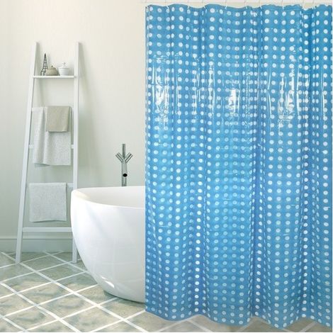 Rideau de douche PVC 180x200cm Bleu Marine - Anneaux inclus MSV