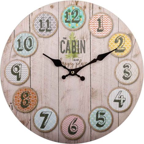 Reloj de pared de madera marrón d34x2 (1/3)