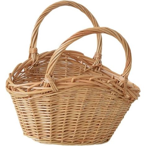 Panier en osier tissé à la main pour légumes et fruits avec grande capacité pour l'achat au marché et la récolte au jardin (1/5)