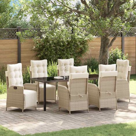 Conjunto de Comedor de Jardín 7 pcs Beige ratán sintético vidaXL (1/5)