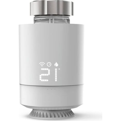 Tête Thermostatique Connectée et intelligente WiFi (pour Kit de chauffage Connecté 00176592 compatible Alexa Google Home, Robinet Intelligent pour Radiateur à Eau Chaude) Blanc (1/5)