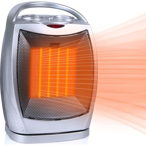 Chauffage d'appoint céramique portable 1500 W/750 W, chauffage électrique oscillant 2 en 1 avec protection anti-basculement et anti-surchauffe. (1/3)