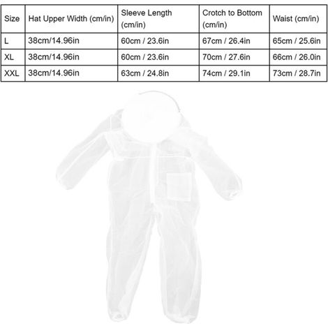 Combinaison Anti-Abeilles Nylon XL [Équipement Apiculture] Combinaison Transparente Une Pièce Respirante Protection Anti-Piqûres Fournie