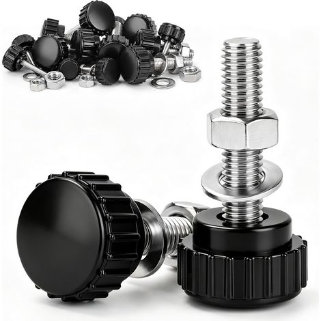 Vis Moletées M5x35 Inox avec Écrous Hexagonaux et Rondelles 8 Pcs (1/5)