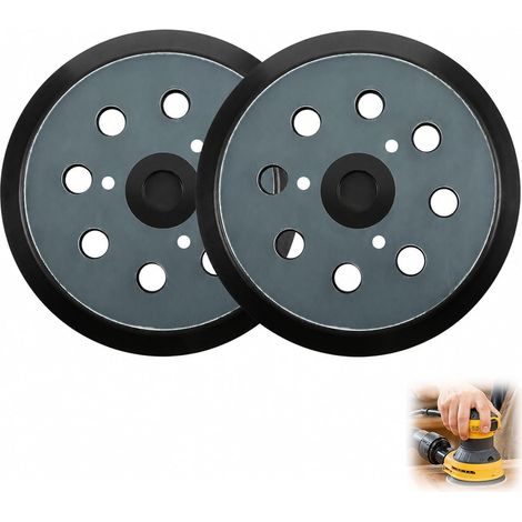 2 Pieces Plateau de Ponçage 125 mm Patin Ponceuse pour BO5010, 5030, 5031, 5041, DW420, DW421, Disque 8 Trous Excentrique Auto-Agrippant pour Bois Métal Remplacement Universel (1/5)
