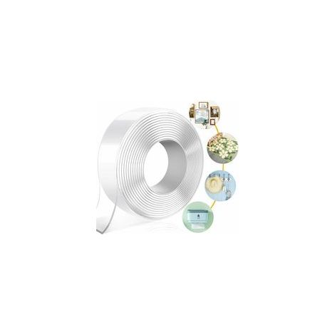 Ruban adhésif double face extra-fort transparent, réutilisable et lavable, 3 m x 3 cm x 2 mm – (1/5)