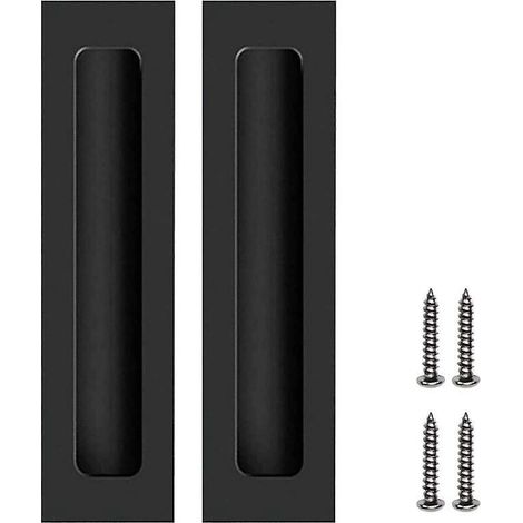 2 Pcs Poignes Noir De Porte Meubles Invisible Poignes Encastres Pour Porte Coulissante Avec Vis (1/5)