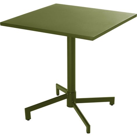 Table de jardin carrée bistrot avec plateau rabattable 70 cm vert kaki - Palavas (1/5)