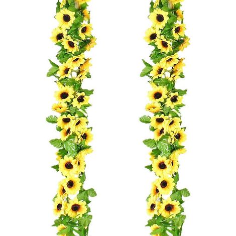 2 Stück 2,3 m lange hängende Sonnenblumenranken aus Rattan, künstliche Ranken zum Selbermachen, botanisches Grün-230X7.5CM-Green (1/3)
