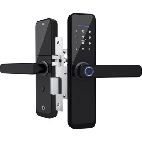 Serrure de porte intelligente Serrures de porte Tuya casier d'empreintes digitales biométrique hôtel entrée intelligente poignée de maison application déverrouiller serrure intelligente numérique ( Co (1/5)