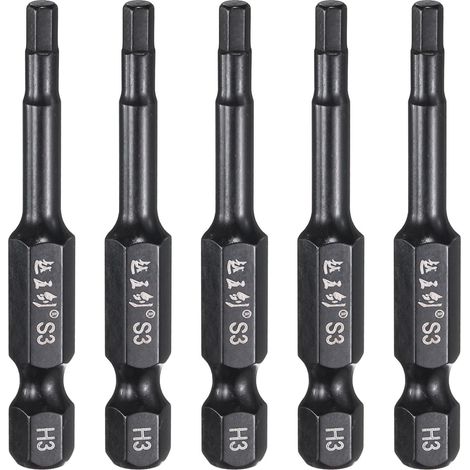 5pcs Clé Hexagonale Pour Foret 3mm(H3) 2"(50mm) Longueur Acier S3 (1/5)