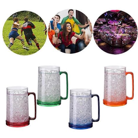 Mug à bière glacé à double paroi, verre à bière givré transparent, verre à vin rafraîchissant (1/5)