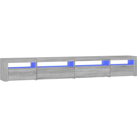 Mueble TV multimedia estantería para televisión buffet para televisión comedor salón dormitorio con luces LED sonoma 270 x 35 x 40 cm gris 020026818