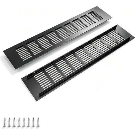 2 Rectangular Aluminium Ventilation Grills 400 x 80 x 14 mm – for Regulating Air in Your Space – Construction and Heating (1/5)