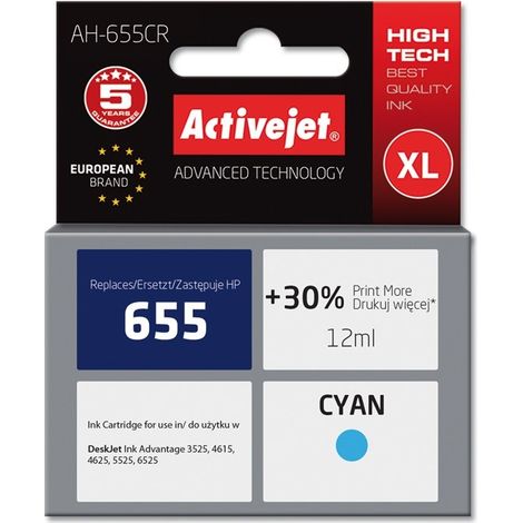Activejet AH-655CR - HP 655 Tintenersatz, blau, 12ml (1/2)