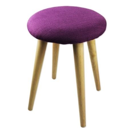 Set Quattro Sgabelli per interni Sgabelli in Legno con Cuscino Imbottito in Cotone Color Prugna Complemento d'Arredo per Interni