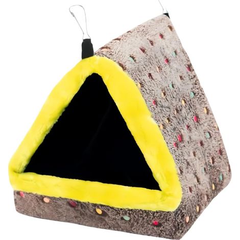 Cama para pájaros para jaula, cama triangular de felpa para pájaros para invierno y otoño, nido térmico colgante para loros medianos y grandes (gris)
