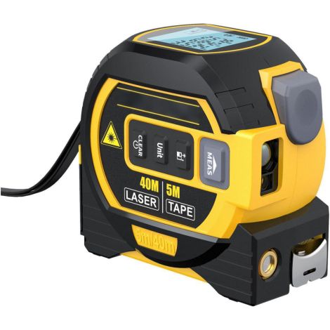 Medidor láser digital 3 en 1 GABRIELLE con láser de líneas cruzadas, telémetro láser digital de 131 pies, cinta métrica de 16 pies con retroiluminación LCD para distancia, área y volumen