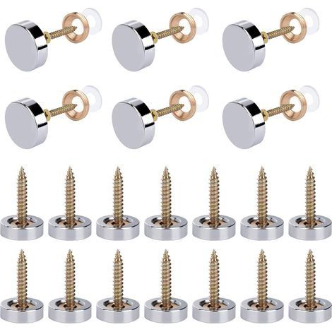 Vis de Miroir avec les Capuchons Rondelles Décoratif Vis Couvercle Cap Clous Chrome Poli Décoratif Vis pour Bain Penderies Miroir Décoration de Placard 16mm 20 Pièces (1/5)
