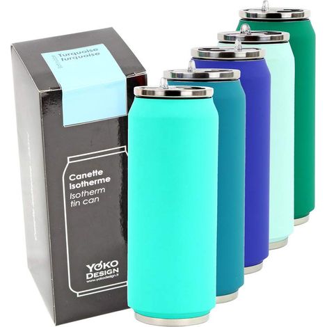 YOKO DESIGN Turquoise Lattina isotermica, Acciaio Inossidabile, Turchese Soft Touch, 7 cm (1/5)
