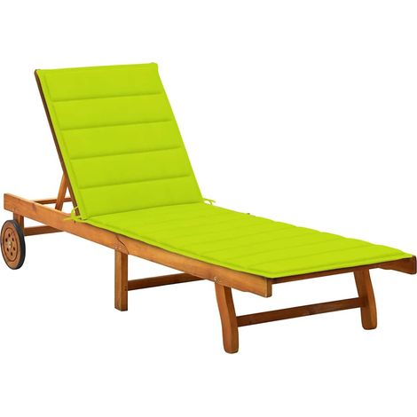 Bain de soleil avec coussin Chaise de jardin - Transat de jardin Bois d'acacia solide BV547686 - BonneVie (1/5)