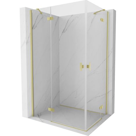 Mexen Mist H Duo Duschkabine schwenkbar 105 x 90 cm, transparent, gebürstetes Gold - 8A5-105L-090P-55-00 (1/5)
