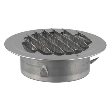 Grille d'aération ronde en acier inoxydable, grille de ventilation murale avec évacuation d'air, grille de ventilation avec moustiquaire pour mouches (100 mm)
