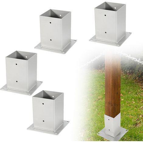 Randaco Piede per palo quadrato da giardino, 4x pali quadrati in legno, supporto per palo per recinzione, carport e pergola - 100 x 100 mm