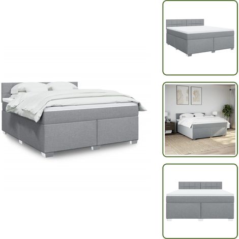 Sommier à lattes de lit avec matelas Gris clair 180x200cm Tissu - Sommier À Lattes De Lit - Sommiers À Lattes De Lit - Lit - Meuble De Chambre À Coucher (1/5)