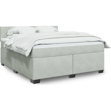 Boxspringbett mit Matratze Hellgrau 180x200 cm Samt