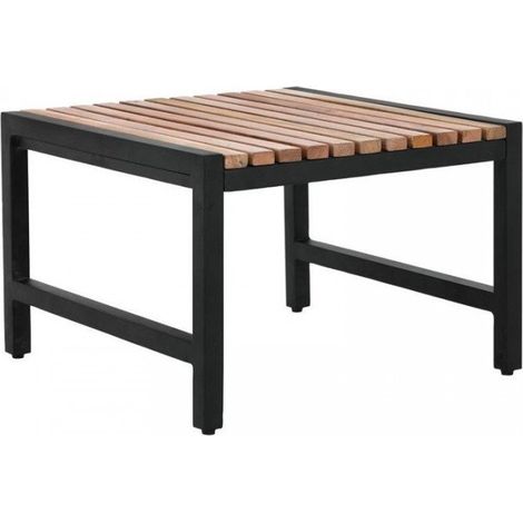 Tabouret bas (H)300 x (L)450 x (P)450 mm en bois d'acacia, acier poudré noir (1/3)