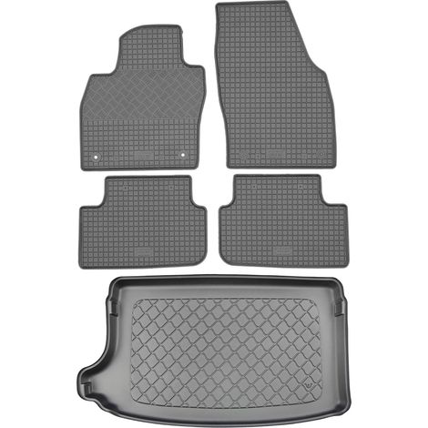 Set di tappetini in gomma per auto e tappetino per bagagliaio per Volkswagen T-Cross SUV (5 porte) dal 04.2019