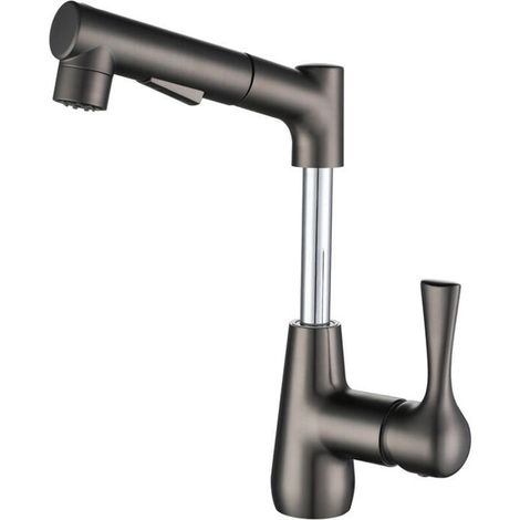 Pull-out bathroom faucet, three water modes, 360° rotating and retractable, hot and cold water mixer (1/5)