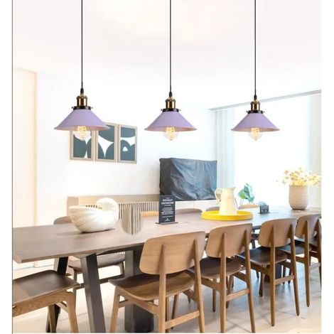 Lot de 3 Lustre Plafonnier Moderne Violet,Lampe Suspension Industrielle Vintage Style Nordique pour Salon Chambre Cafe (1/4)