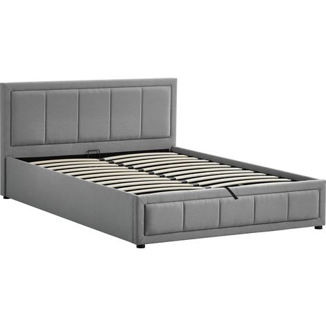 Vanita Double Ottoman Fabric Bed, Light Grey & Gel Memory Foam Pocket Spring Mattress, Double (1/5)