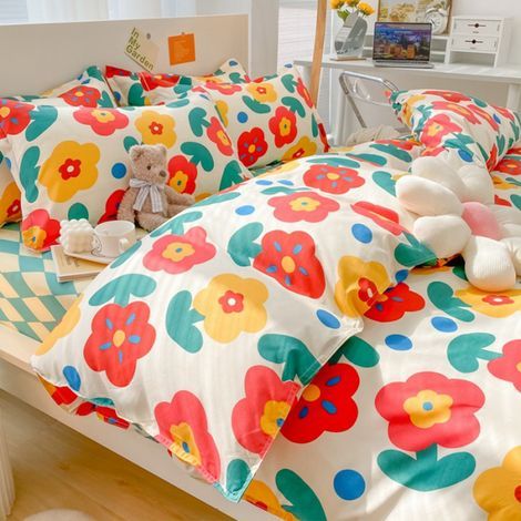 Ensemble de Lit 3 Pièces en Coton Épais et Respirant, Style Rétro Simple, 1.2m (4ft) - Literie Douce et Confortable (1/5)