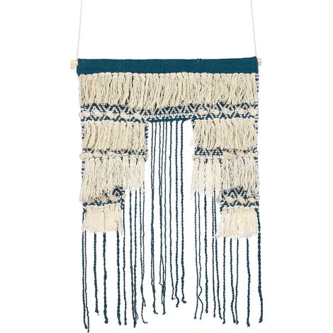Decorazione da parete cotone blu scuro e beige chiaro 51 x 77 cm NADRA (1/5)