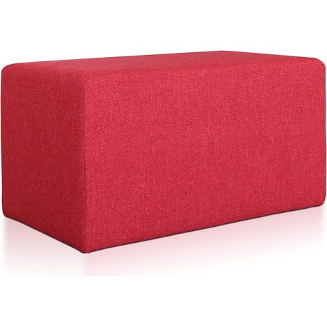 EVERGREENWEB Pouf poggiapiedi 83x43 cm per Divano Sgabello Cubo, tessuto Idrorepellente: Pouf design moderno per soggiorno camera da letto, Puff salotto, Pouffe Rubino ROSSO (1/4)