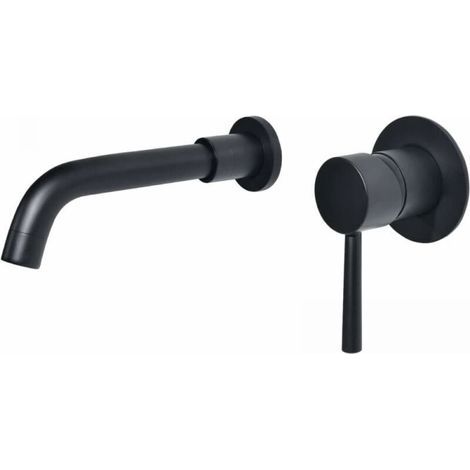 PHASAT Miscelatore da parete in ottone nero, con beccuccio girevole a 360 gradi, Miscelatore per lavabo ad incasso, PTBB06E (1/4)