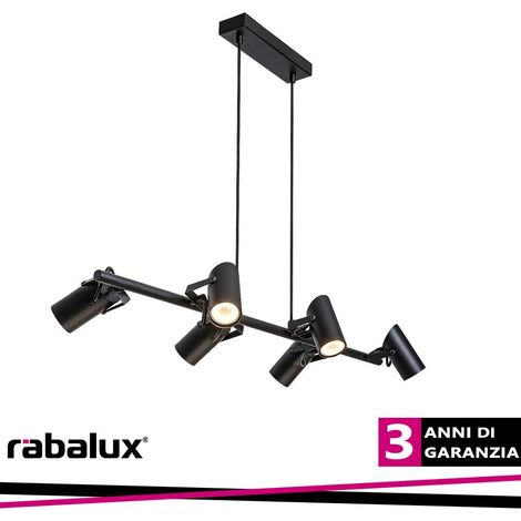 Lampada a sospensione MAXIMILIAN GU10 6x max.25W metallo nero L:87cm A:150cm Ø5,5cm dimmerabile (1/3)