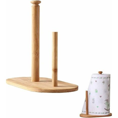VURAHOME -Support De Rouleau De Cuisine Porte Essuie Tout en Bois Porte Rouleau de Papier en Bois Verticale Porte-Rouleau de Cuisine (1/5)