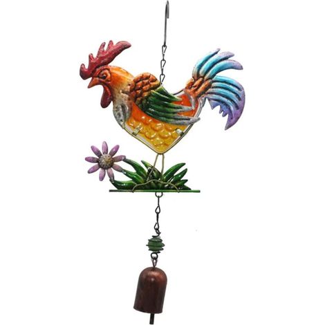 Carillon décoratif suspendu en verre en forme de coq, clochette décorative (1/5)
