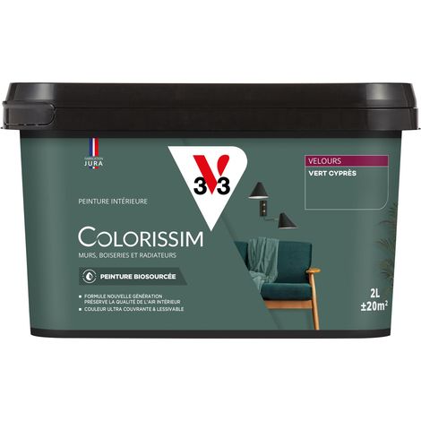 Peinture murale intérieure Colorissim® V33 Vert cyprès Velours 2L