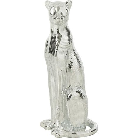 Statue Déco Léopard "Disco" 62cm Argent (1/5)