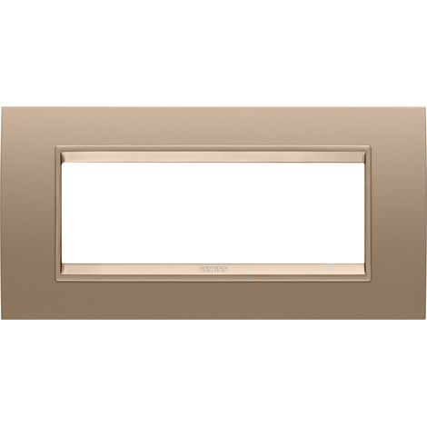 PLAQUE LUX RECT. 6P MÉTAL CUIVRE DOUX GEWISS GW16206XE